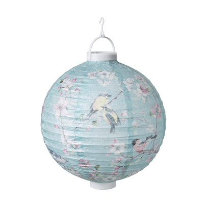LED lampion met vogeltjes – blauw – ø30 cm